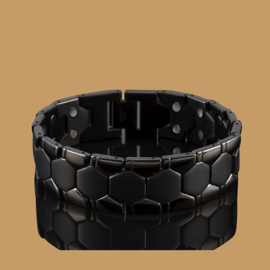 Stainless Steel Black 2-Row Magnetic Therapy Bracelet