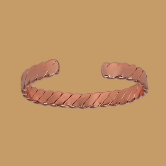 Polished Copper Twist Magnetic Cuff Bracelet
