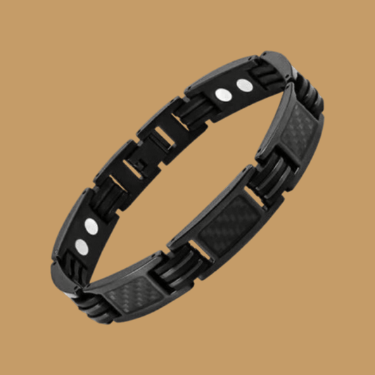 Black Carbon Fibre Dual Magnetic Therapy Bracelet