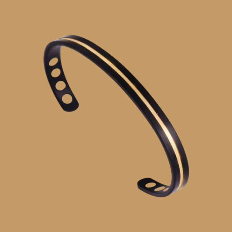 Power Titanium Sports Magnetic Therapy Bracelet - Black Gold Strip