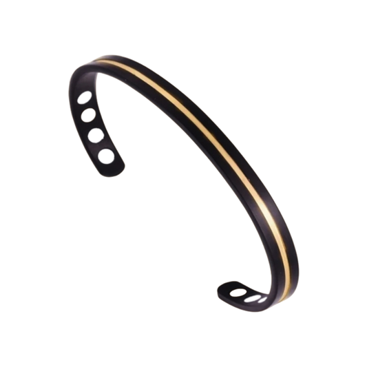 Power Titanium Sports Magnetic Therapy Bracelet - Black Gold Strip