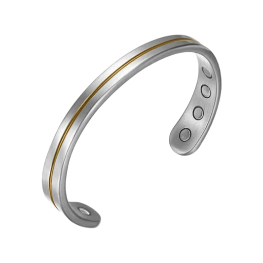 Sports Trades People Magnetic Therapy Bracelet - Titanium Gold Stripe