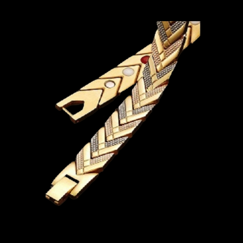 Magnetic 4 Element Health Balance Bracelet - 3 Tone Stainless Steel