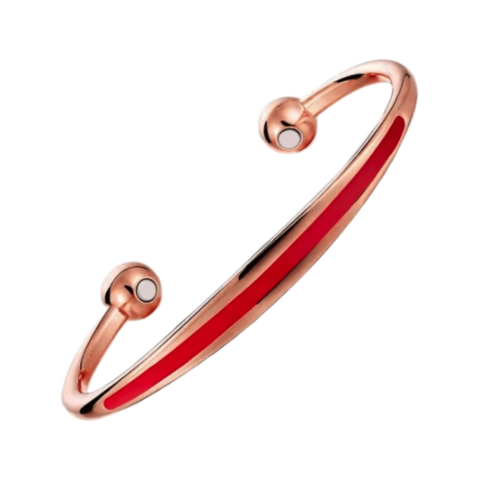 Sports Copper Magnetic Cuff Bracelet - Red - Adjustable