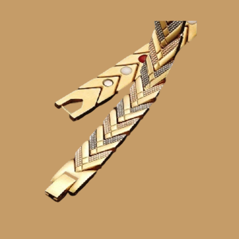 Magnetic 4 Element Health Balance Bracelet - 3 Tone Stainless Steel