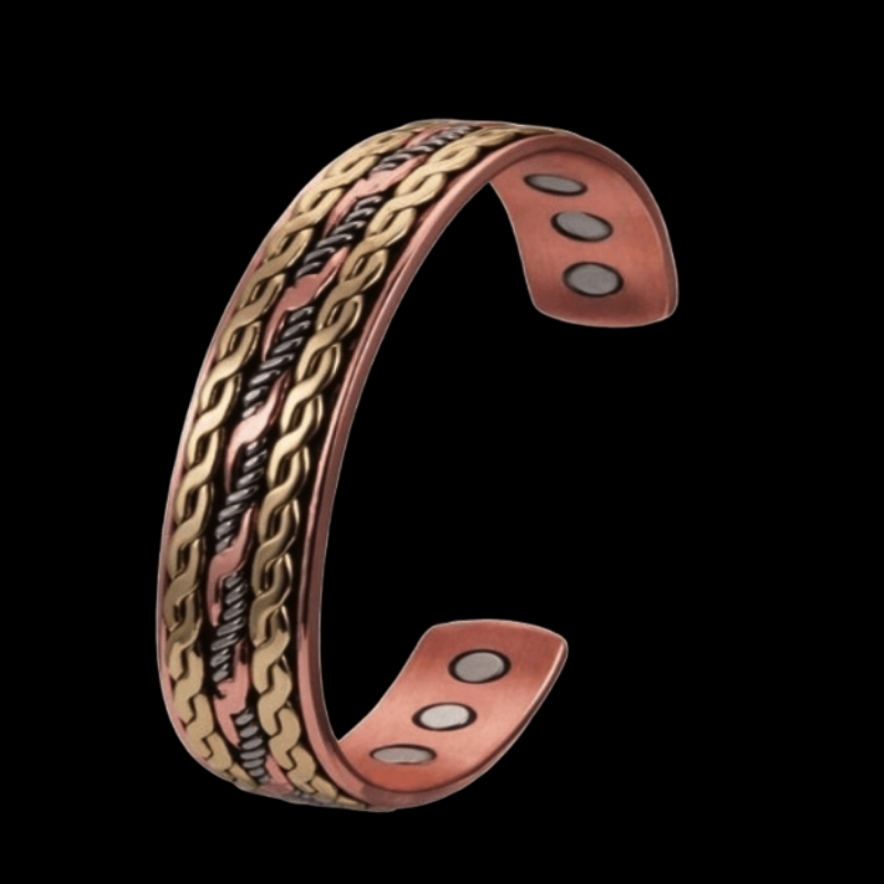 Handcrafted Copper Cuff Bracelet - 3 Tone Brilliance