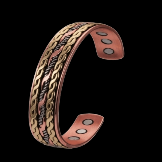 Handcrafted Copper Cuff Bracelet - 3 Tone Brilliance