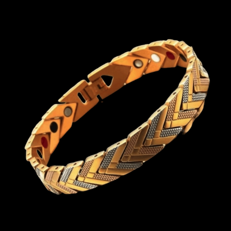 Magnetic 4 Element Health Balance Bracelet - 3 Tone Stainless Steel