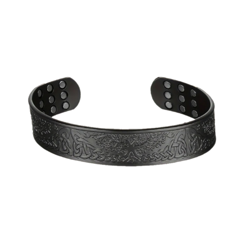 Charcoal Grey Copper Magnetic Bracelet – 18 Power Magnets Tree of Life