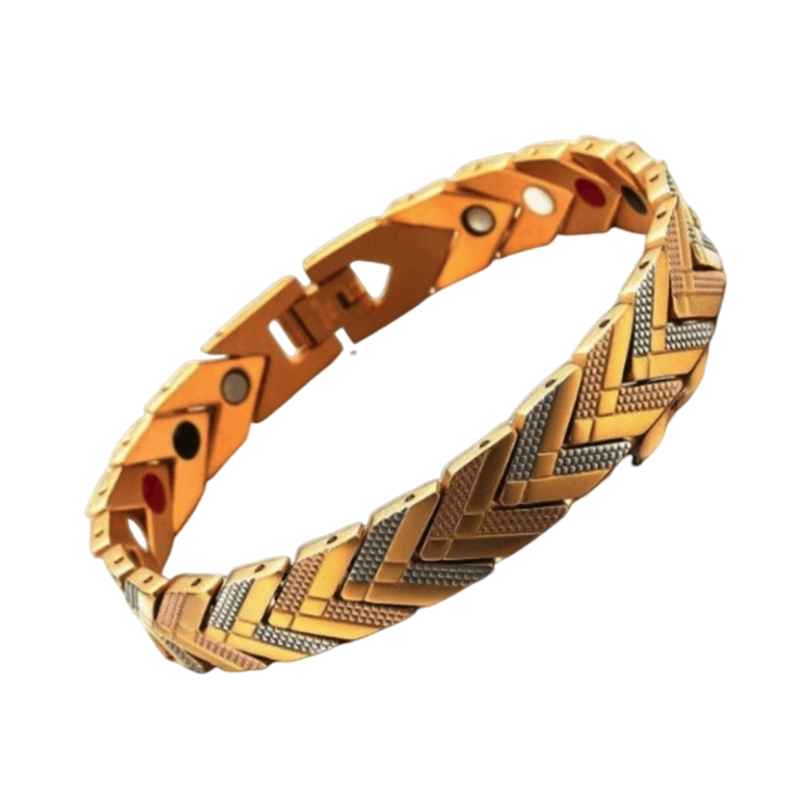 Magnetic 4 Element Health Balance Bracelet - 3 Tone Stainless Steel