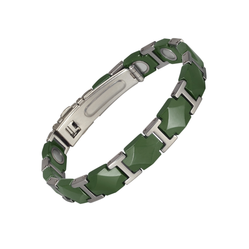 Jade Green Polished Ceramic Magnetic Therapy Bracelet