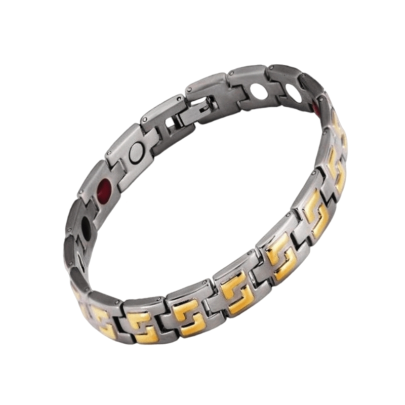 Titanium Silver & Gold 4-in-1 Element Magnetic Bracelet