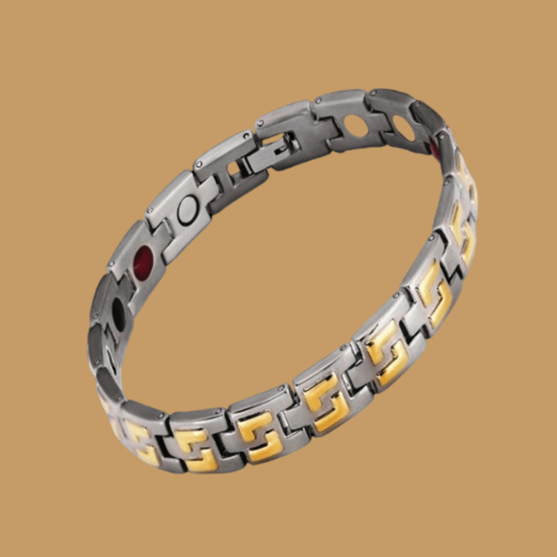 Advanced 4-in-1 Magnetic Therapy Bracelet - Hand Crafted Silver Titanium
