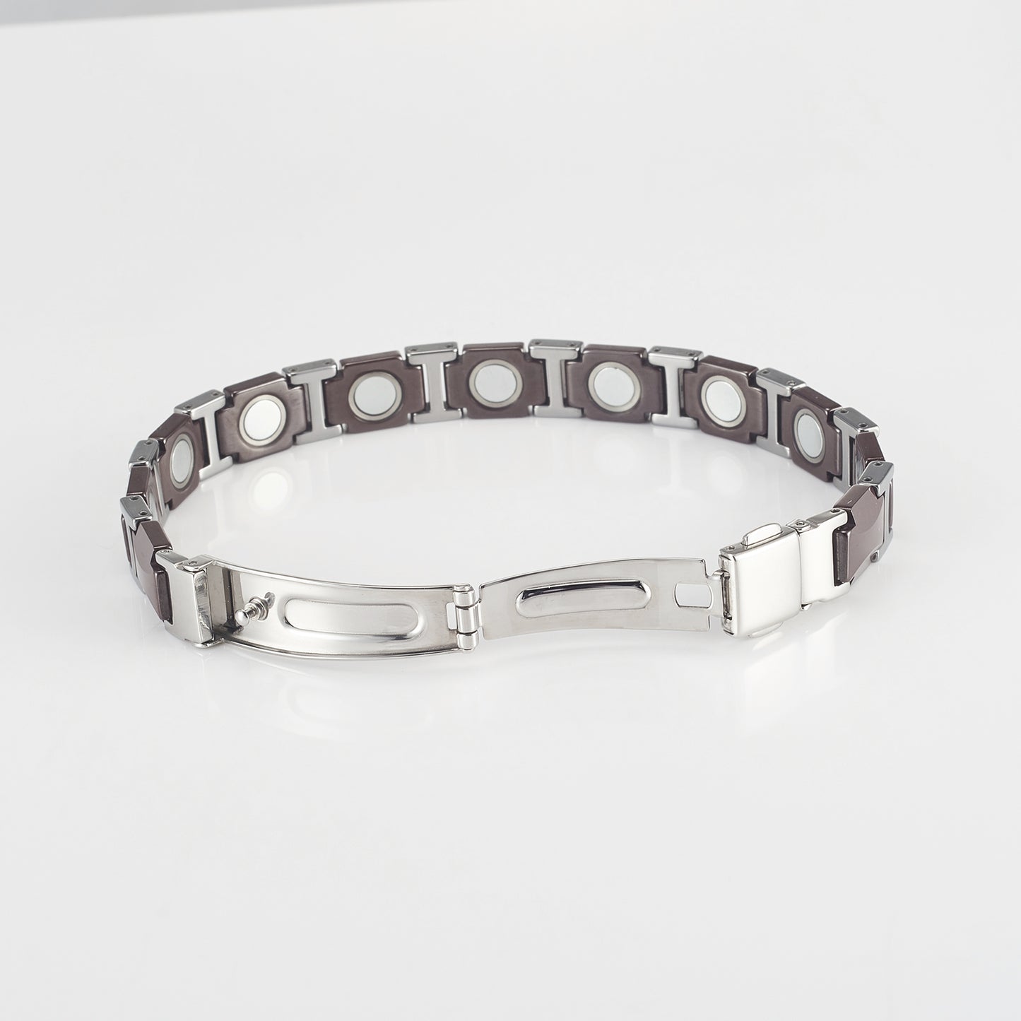 Chocolate Ceramic Brown Elegance – Magnetic Therapy Bracelet
