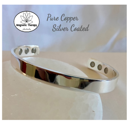 Pure Copper Magnetic Therapy Bracelet - Polished Silver Look