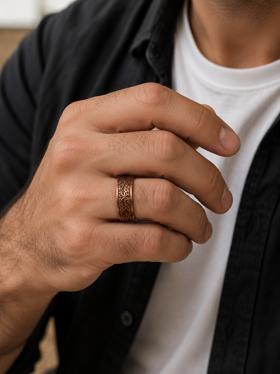 Pure Copper Magnetic Tree of Life Ring