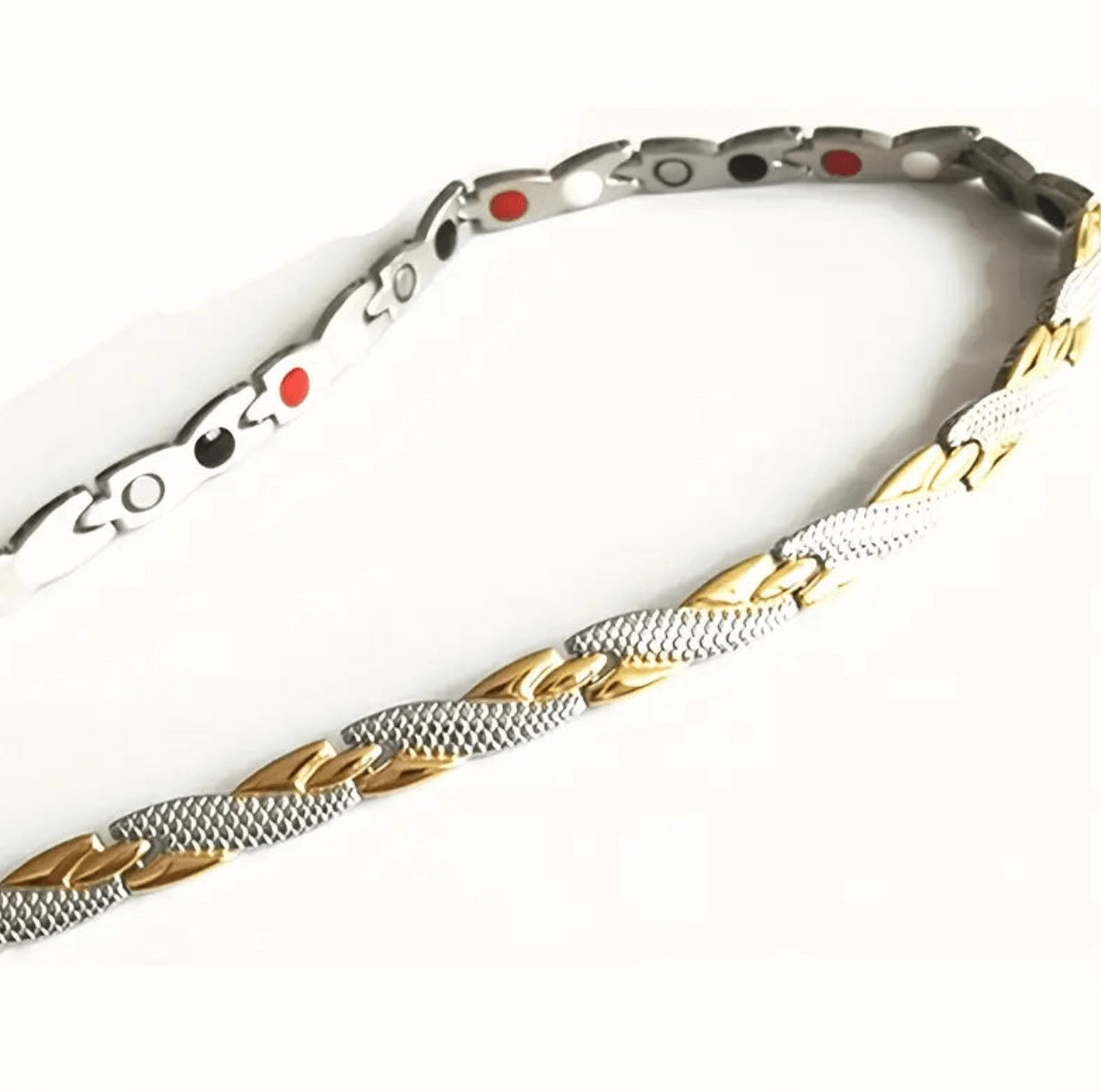 Elegant Titanium Necklace with Gold & Silver Crossover Design
