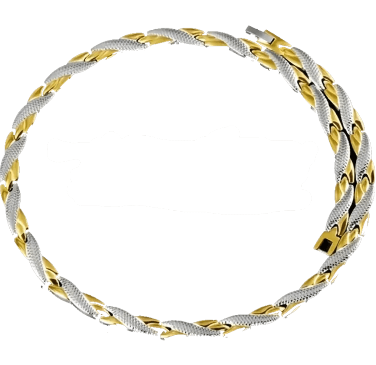 Elegant Titanium Necklace with Gold & Silver Crossover Design