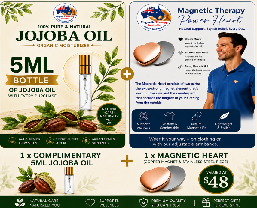 Magnetic Therapy Copper Power Heart & 5ML Jojoba Oil