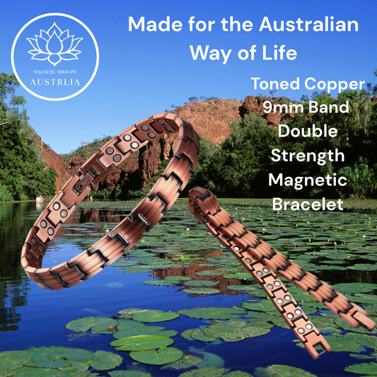 Toned Copper 9mm Band Double Strength Magnetic Bracelet