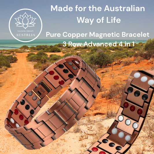 Pure Copper Magnetic Bracelet 3 Row Advanced 4 in 1