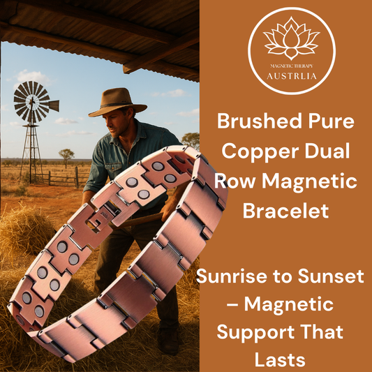Brushed Pure Copper Dual Row Magnetic Bracelet 23cm