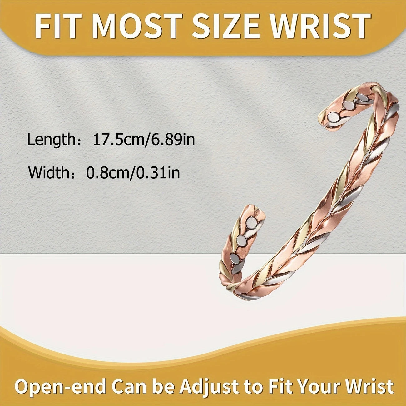 Magnetic Therapy Copper 3 Tone bangle