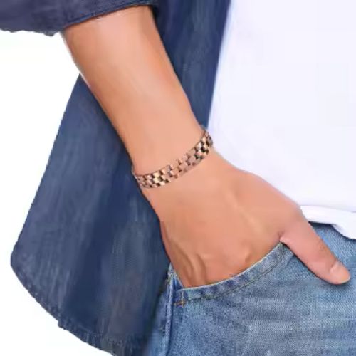 Magnetic Therapy Pure Copper Bracelet – 3 Row magnets link chain design