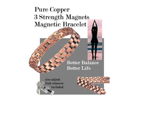 Magnetic Therapy Pure Copper Bracelet – 3 Row magnets link chain design