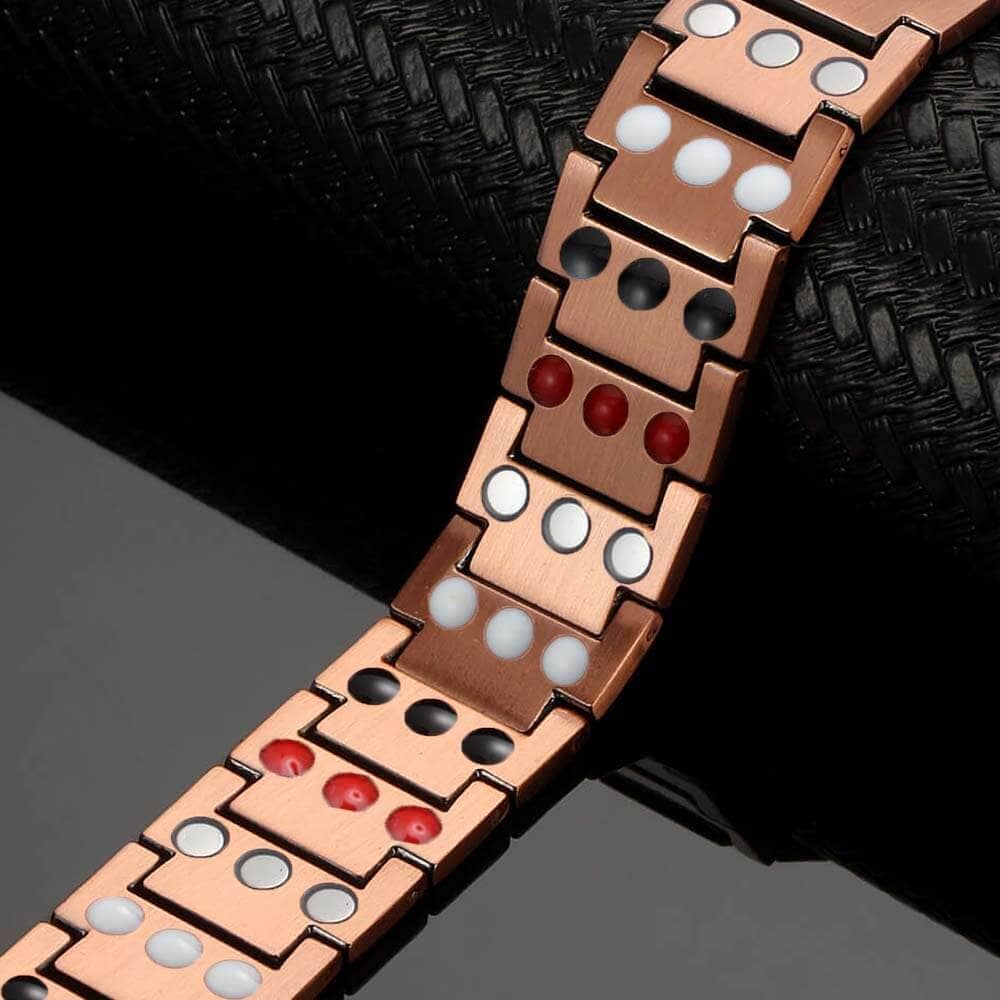 Men’s Copper Magnetic Bracelet Advanced 4 in 1 Elements Proven Formula Secure snap-close safety catch with locking clasp