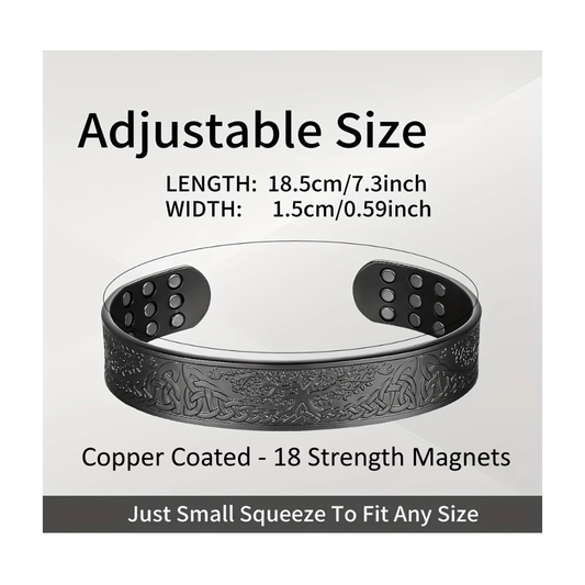 Charcoal Grey Copper Magnetic Bracelet – 18 Power Magnets Tree of Life