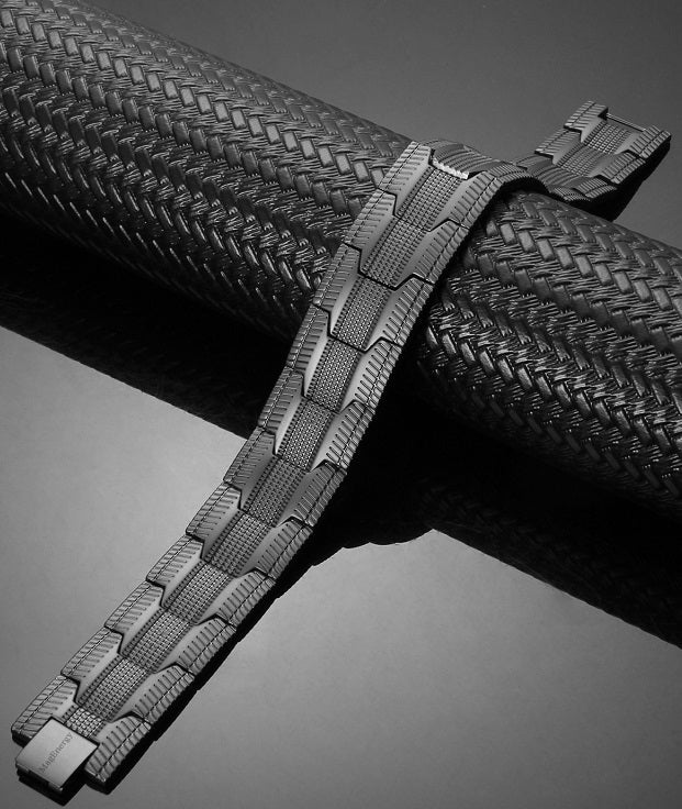 Gunmetal Grey Chevron Pure Copper Magnetic Bracelet - with Size Adjust Tool