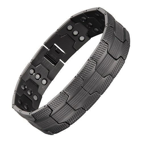 Gunmetal Grey Chevron Pure Copper Magnetic Bracelet - with Size Adjust Tool
