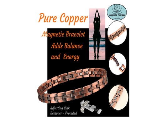 Striking 7mm Band Copper Magnetic Therapy Bracelet Better Balance