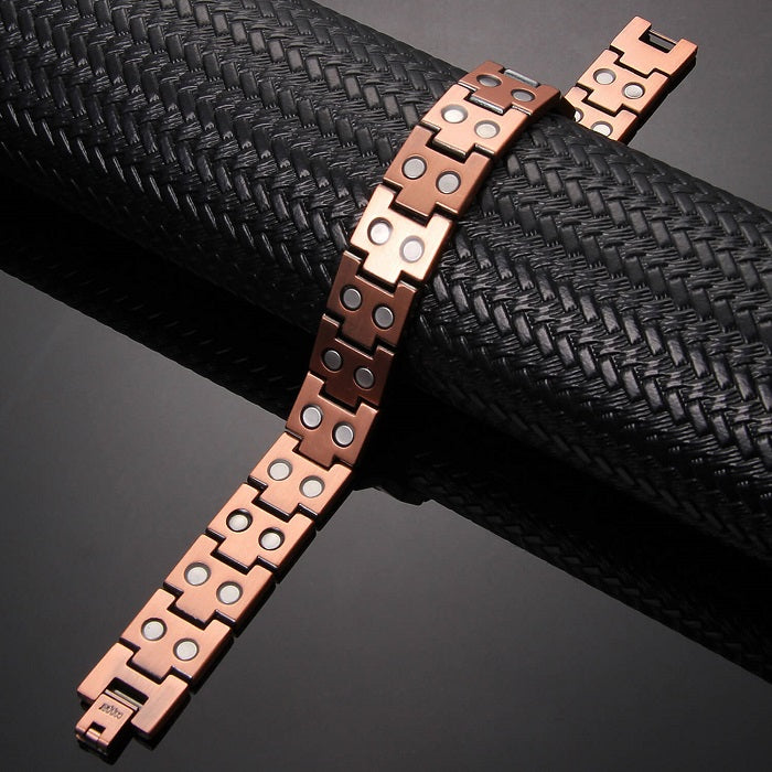 Brushed Pure Copper Dual Row Magnetic Bracelet 23cm