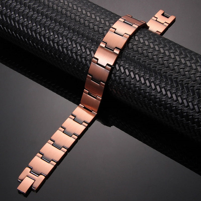 Brushed Pure Copper Dual Row Magnetic Bracelet 23cm