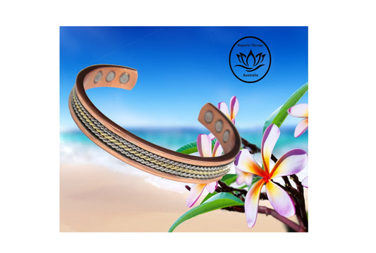 Magnetic Copper Twist Inlay Cuff Bracelet