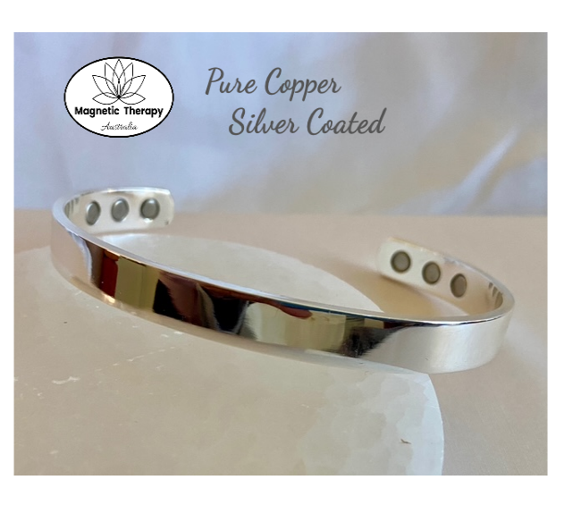 Pure Copper Magnetic Therapy Bracelet - Polished Silver Look