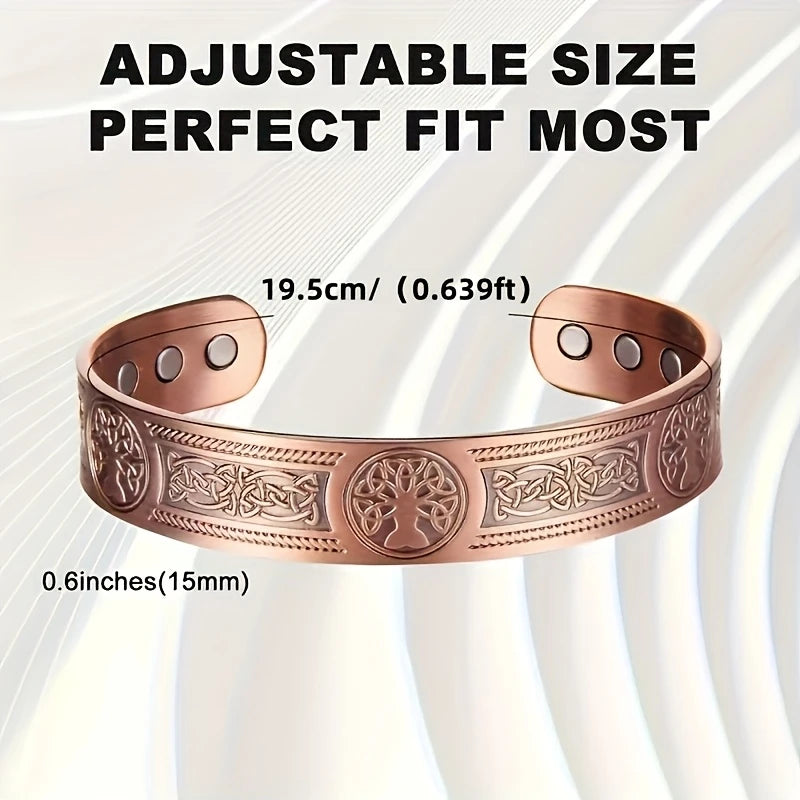 Copper Magnetic Therapy Bracelet – Tree of Life Design 6 Magnets