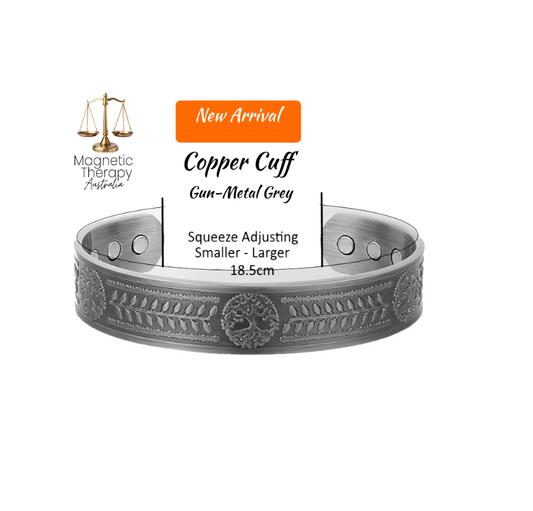 Copper Grey Magnetic Bracelet Tree of Life - Gun-Metal Grey