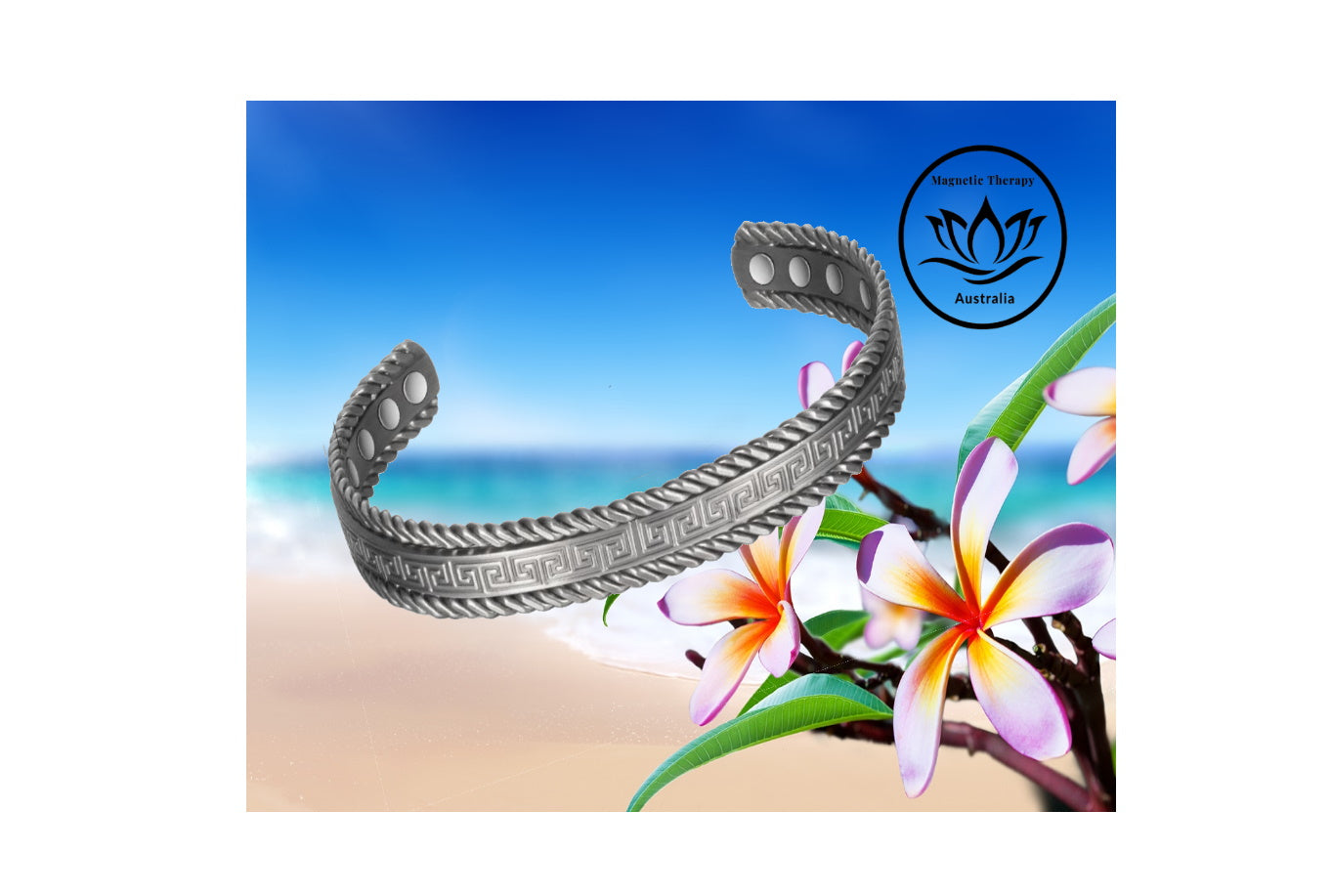 Copper Therapy Gunmetal Grey Magnetic Bracelet Ancient Key Design