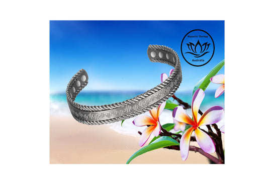 Copper Therapy Gunmetal Grey Magnetic Bracelet Ancient Key Design