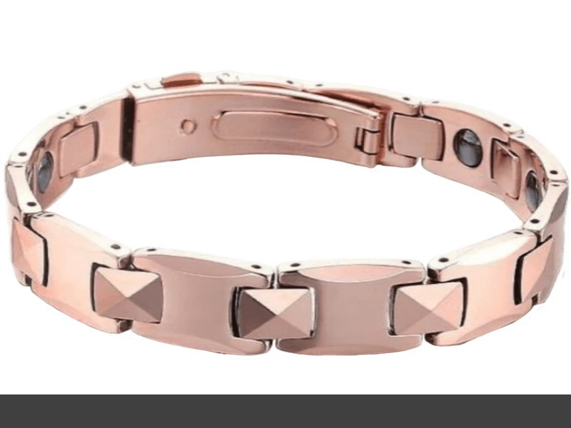 Rose Gold Plated Magnetic Titanium Link Bracelet – 4-in-1 Element Therapy