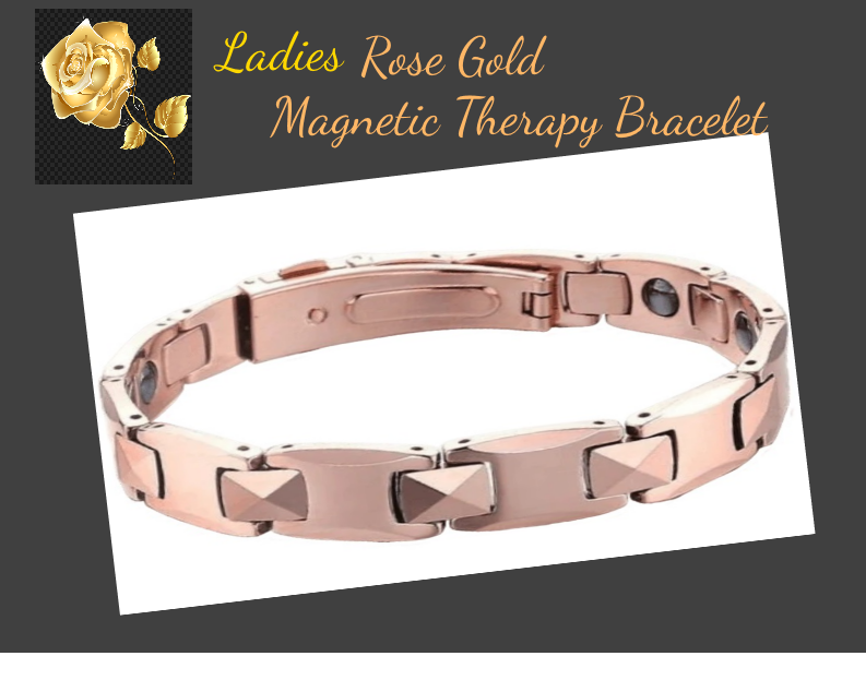 Rose Gold Plated Magnetic Titanium Link Bracelet – 4-in-1 Element Therapy