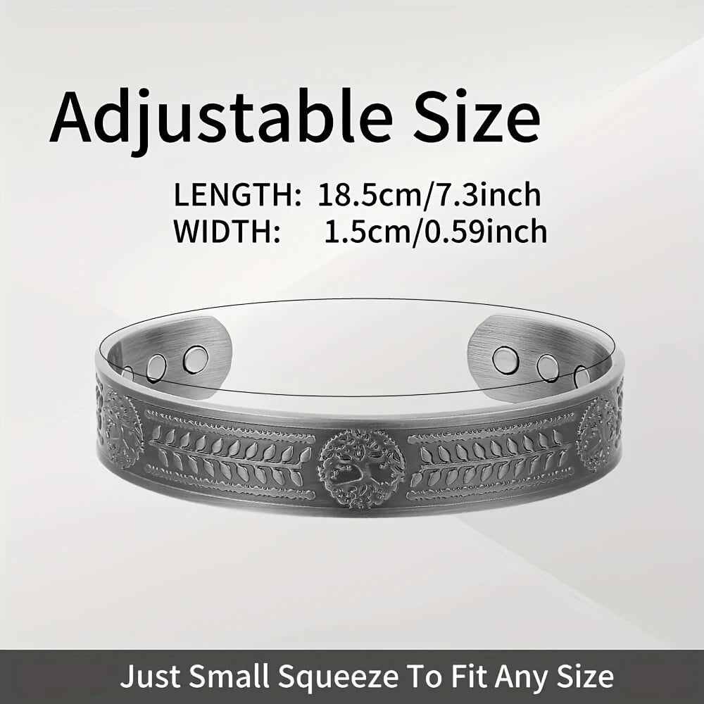 Copper Grey Magnetic Bracelet Tree of Life - Gun-Metal Grey