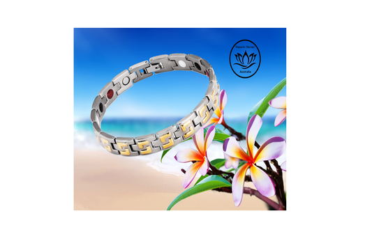 Advanced 4-in-1 Magnetic Therapy Bracelet - Hand Crafted Silver Titanium