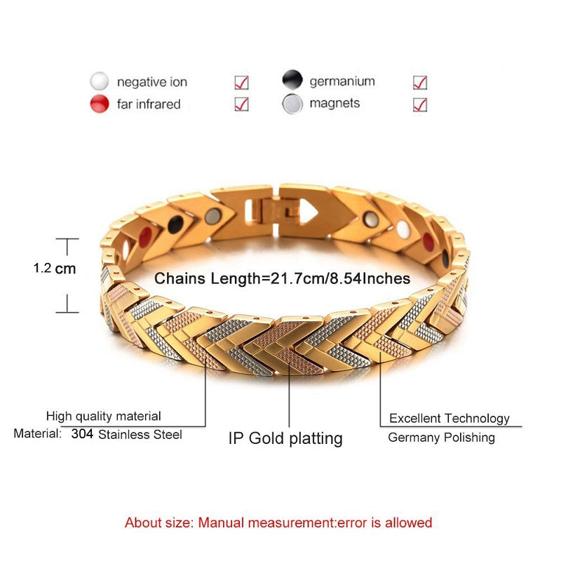 Magnetic Health Balance Bracelet - 3 Tone