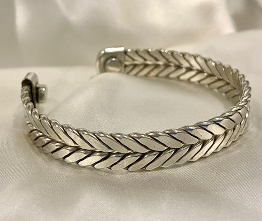 Fern Copper Silver-Coated Cuff Bracelet