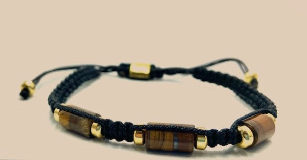 Tiger Eye Natural Gemstone Cord Bracelet