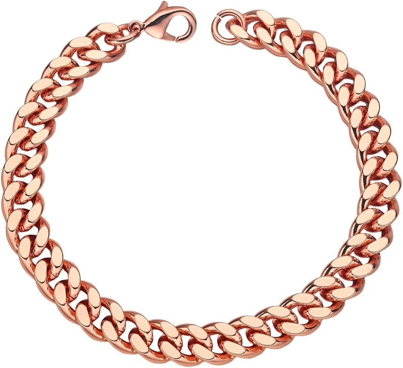 Solid Copper Cuban Chain Necklace 23"57cm Cuban Link Style